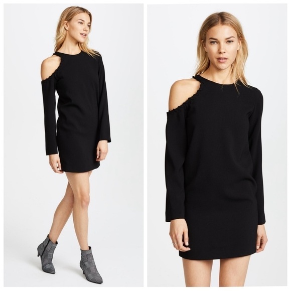 IRO Dresses & Skirts - IRO BREEN Black Whipstitch Open Shoulder Dress